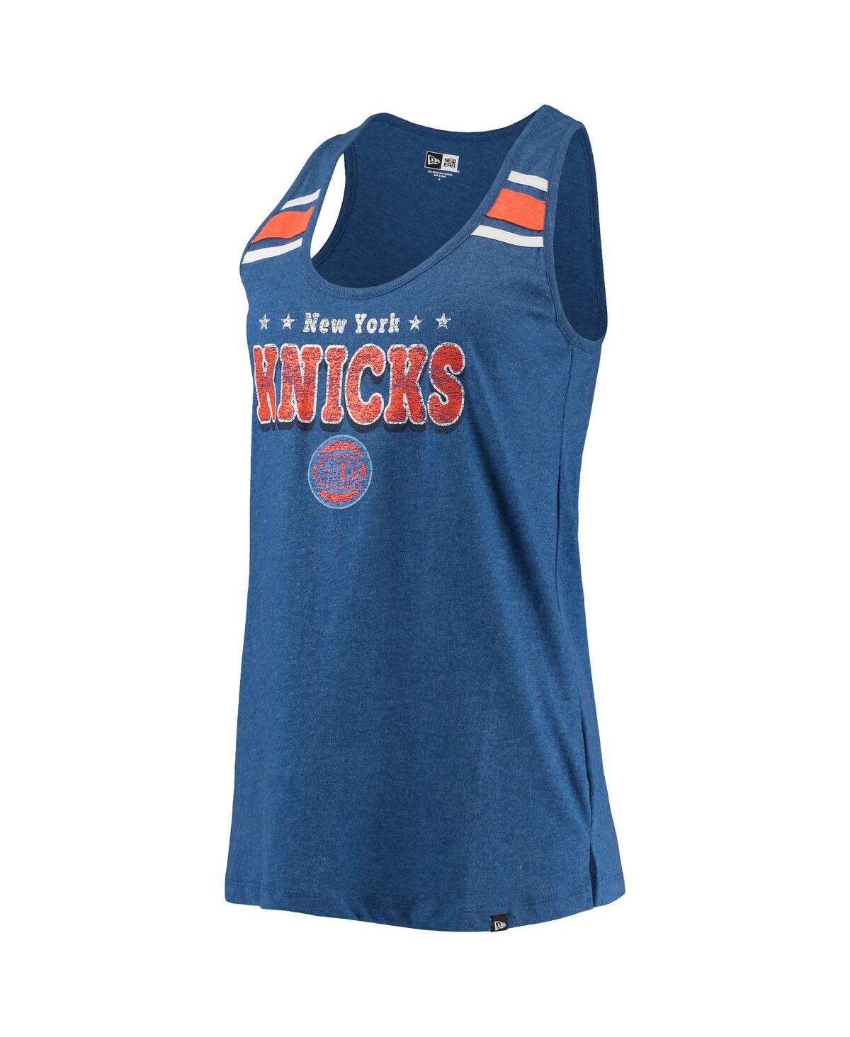 Shop New Era Women's  Blue New York Knicks Scoop-neck Racerback Tank Top