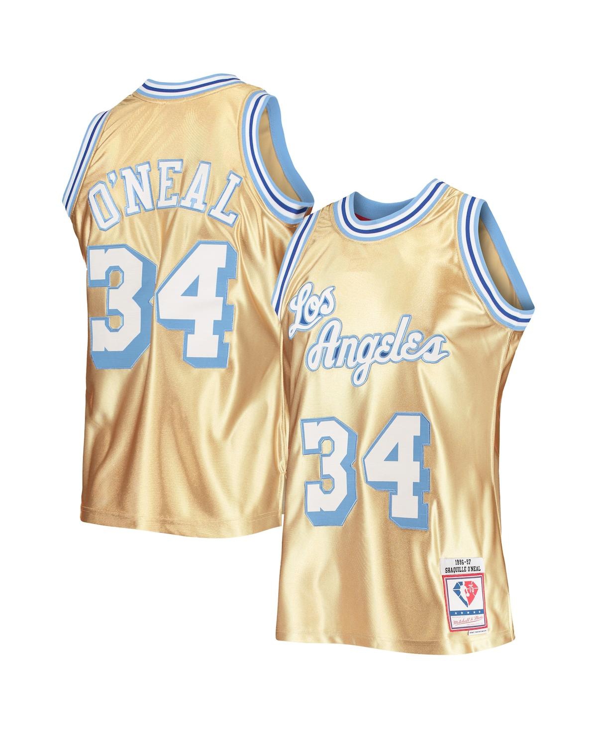 Men's Mitchell & Ness Shaquille O'Neal Gold Los Angeles Lakers 75th Anniversary 1996-97 Hardwood Classics Swingman Jersey - Gold