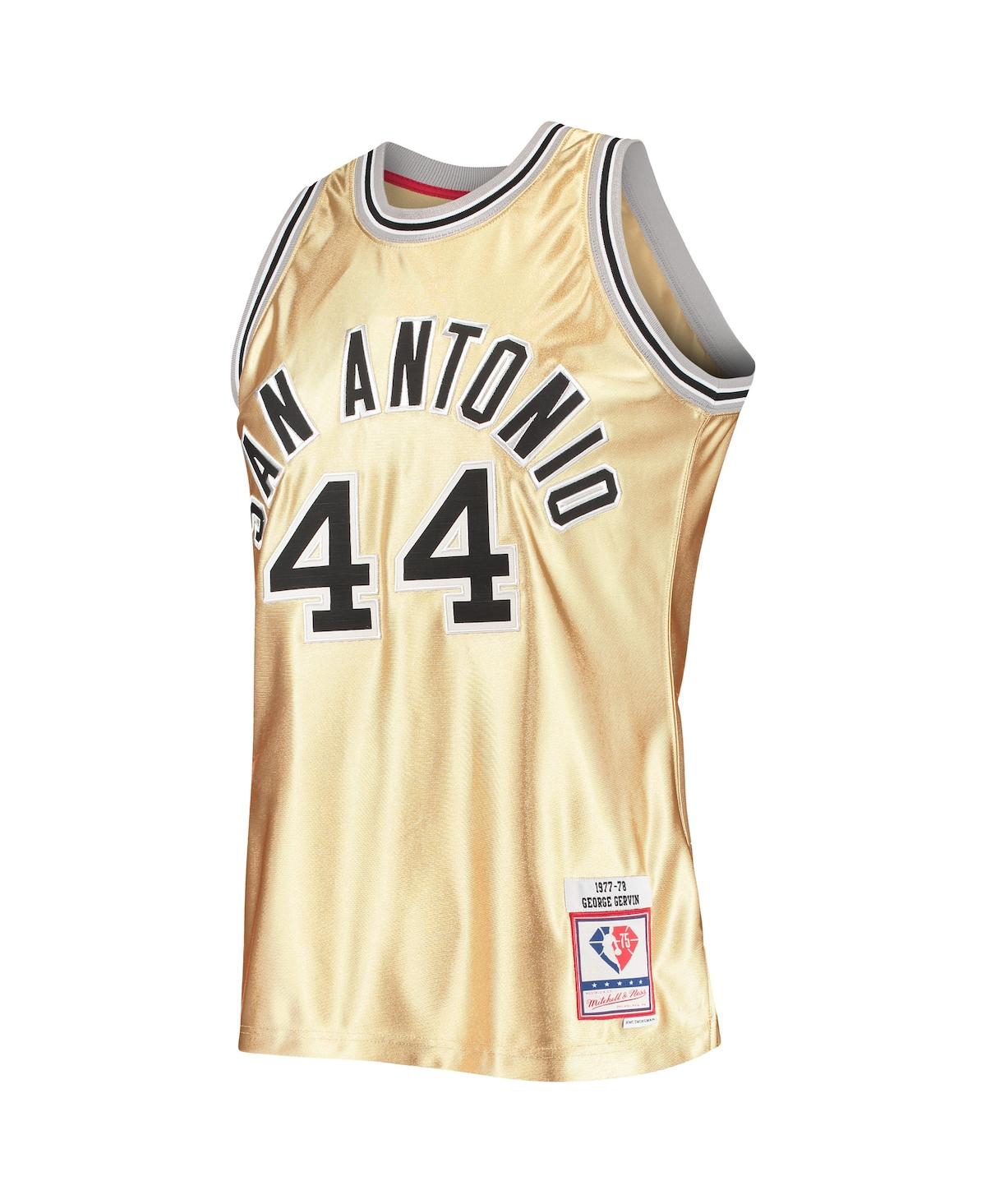Men's Mitchell & Ness George GervSan Antonio Spurs 75th Anniversary 1977-78 Hardwood Classics Swingman Jersey - Gold