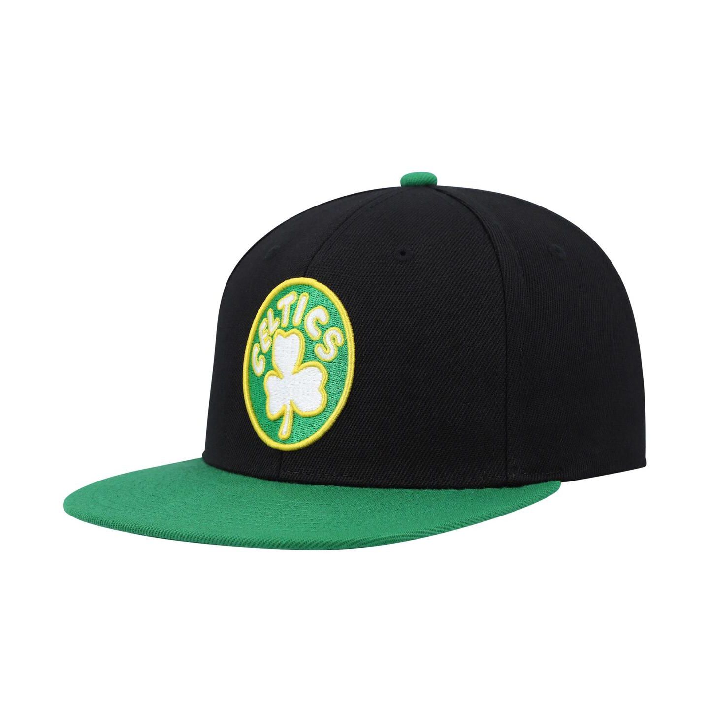 Мужская кепка Mitchell & Ness Black and Kelly Green Boston Celtics Hardwood Classics Snapback Hat — фото 4