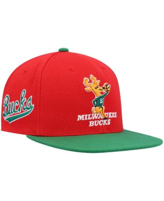 Mitchell & Ness Men's Red and Green Milwaukee Bucks Hardwood