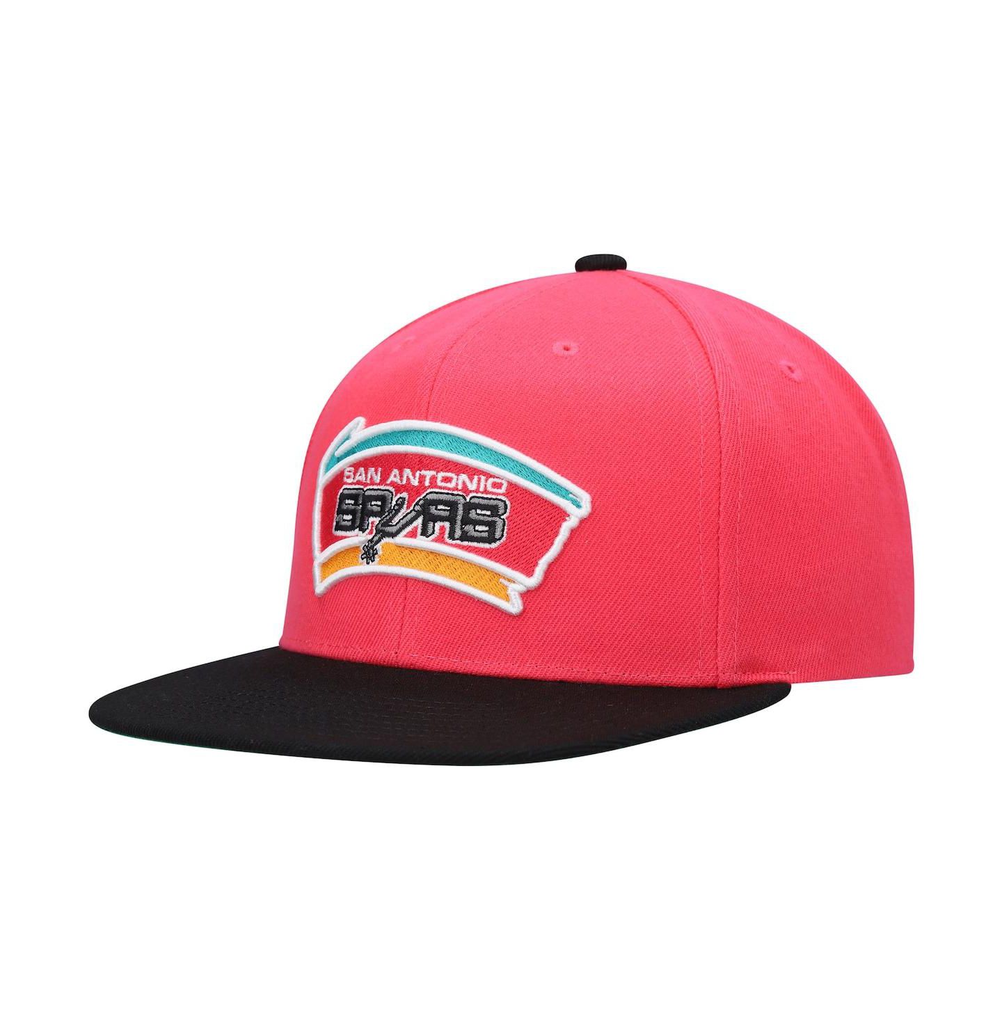 Мужская кепка Mitchell & Ness Pink San Antonio Spurs Hardwood Classics Snapback Hat — фото 4