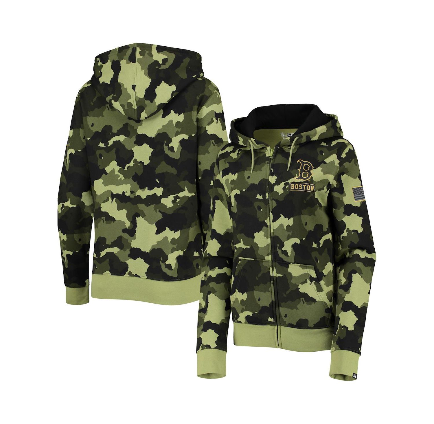 Women's Green Boston Red Sox 2022 MLB Armed Forces Day Camo Full-Zip Hoodie