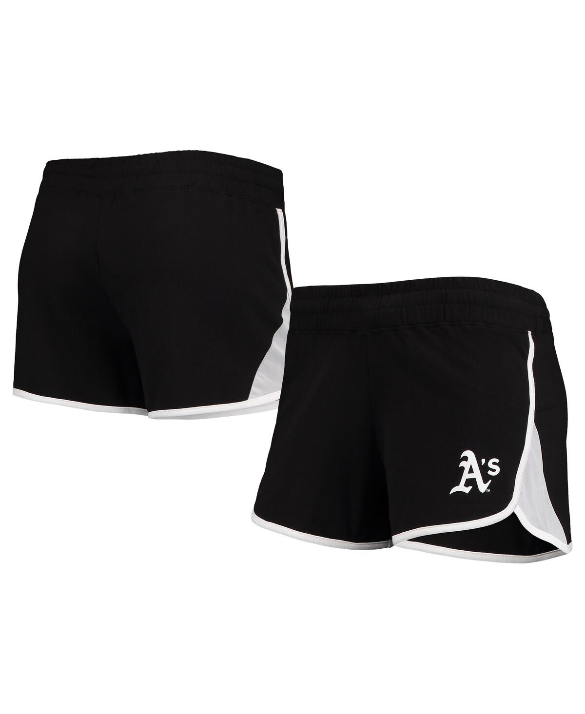 NEW ERA WOMEN'S NEW ERA BLACK OAKLAND ATHLETICS STRETCH FRENCH TERRY SHORTS 