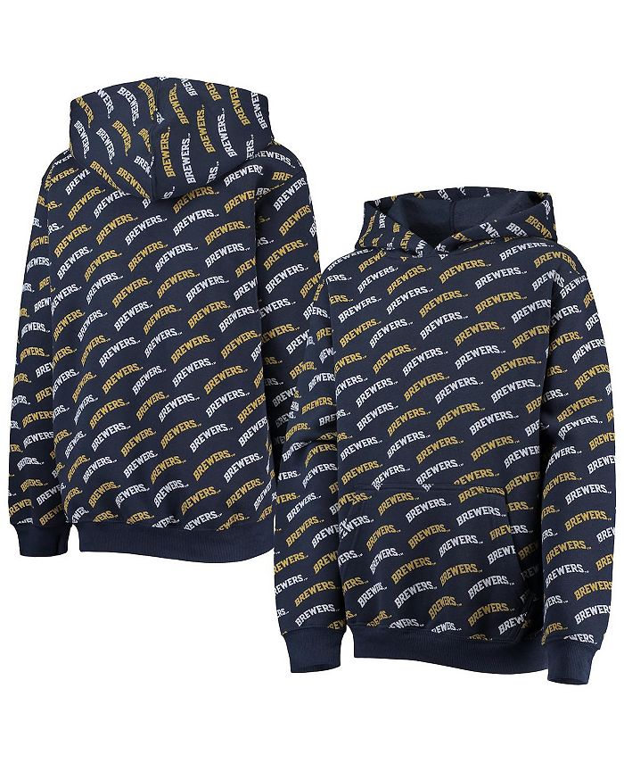 Youth Stitches Navy Milwaukee Brewers Pullover Fleece Hoodie 