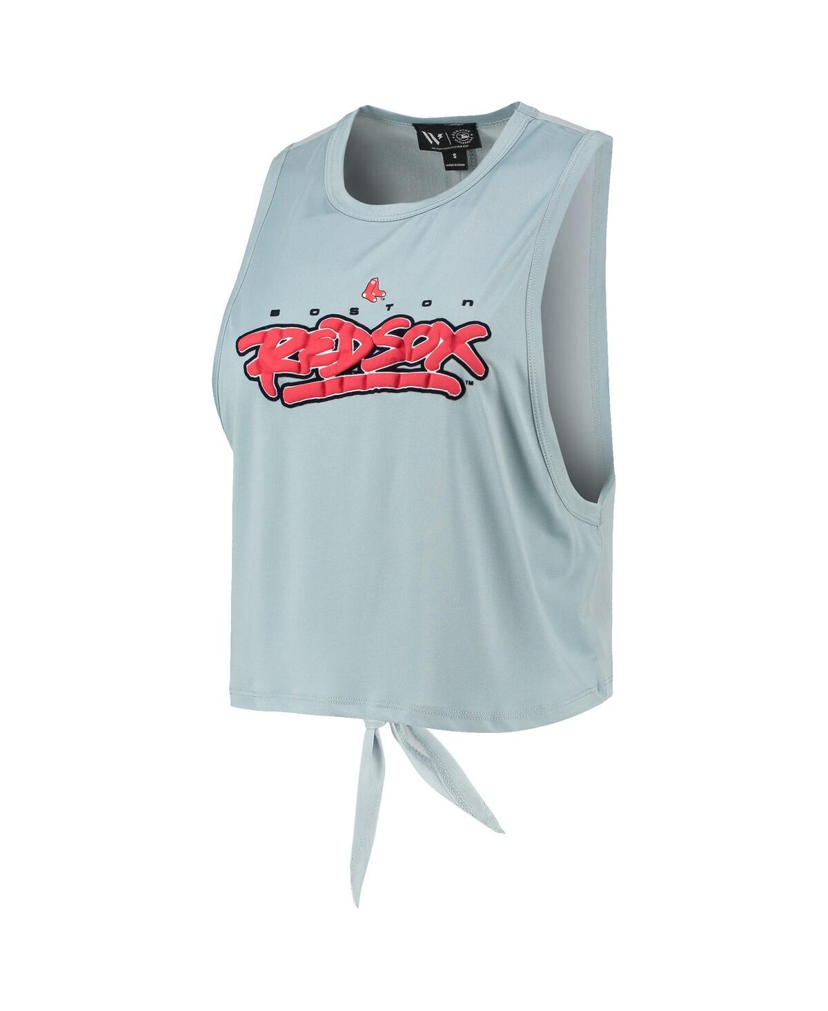 Shop The Wild Collective Women's  Light Blue Boston Red Sox Open Back Twist-tie Tank Top