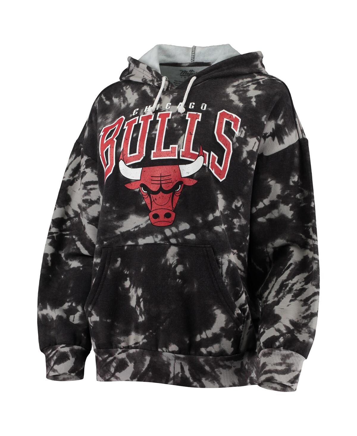 Shop Majestic Women's  Threads Black Chicago Bulls Burble Tie-dye Tri-blend Pullover Hoodie