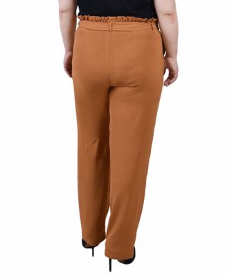 Plus Size Full Length Paper Bag Waist Pants