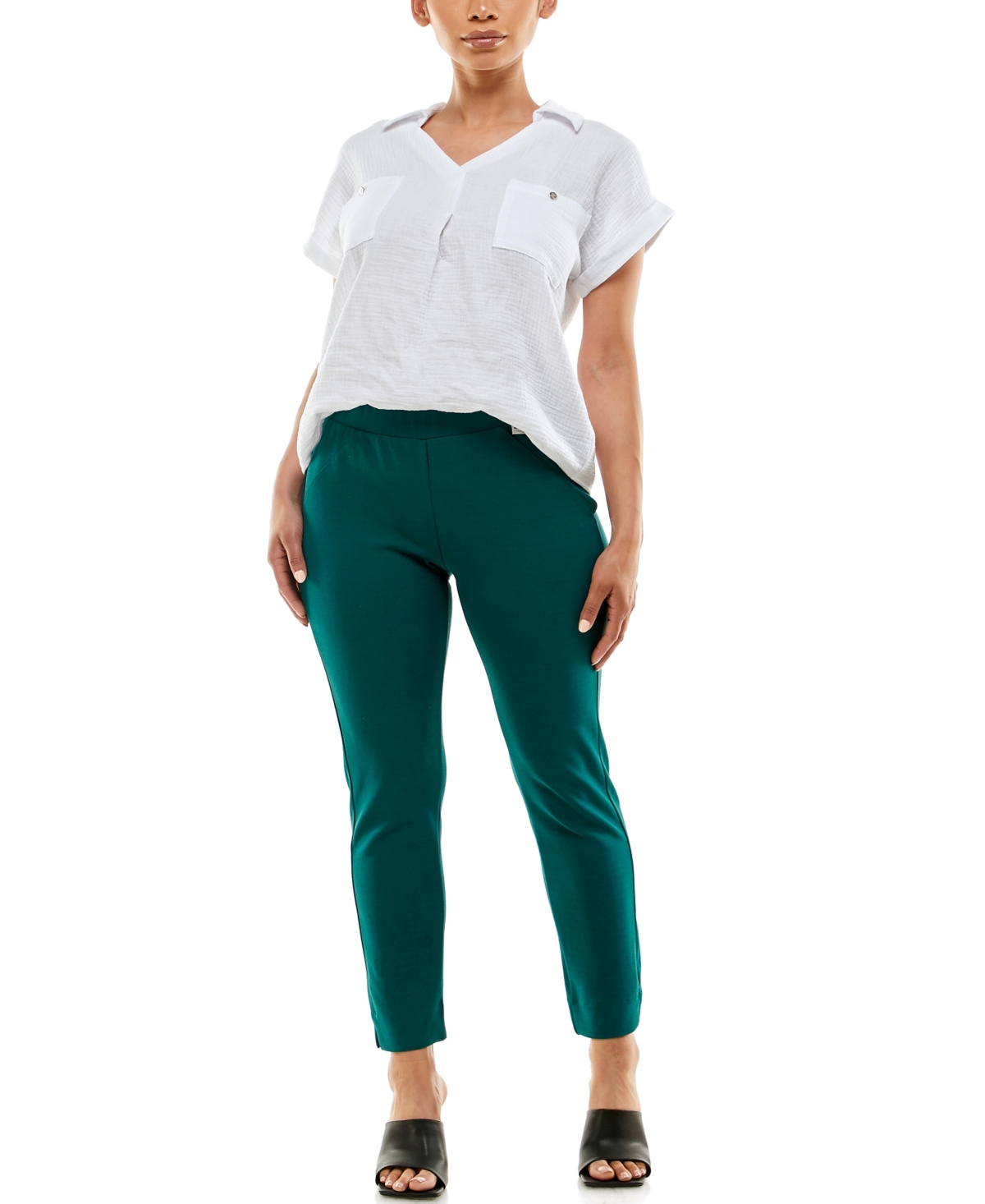 Women's Pull on Pants with Side Slits - Storm