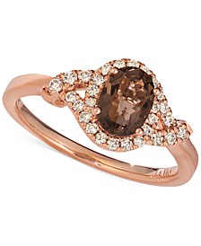 Chocolate Quartz (3/4 ct. t.w.) & Diamond (1/5 ct. t.w.) Ring in 14k Rose Gold