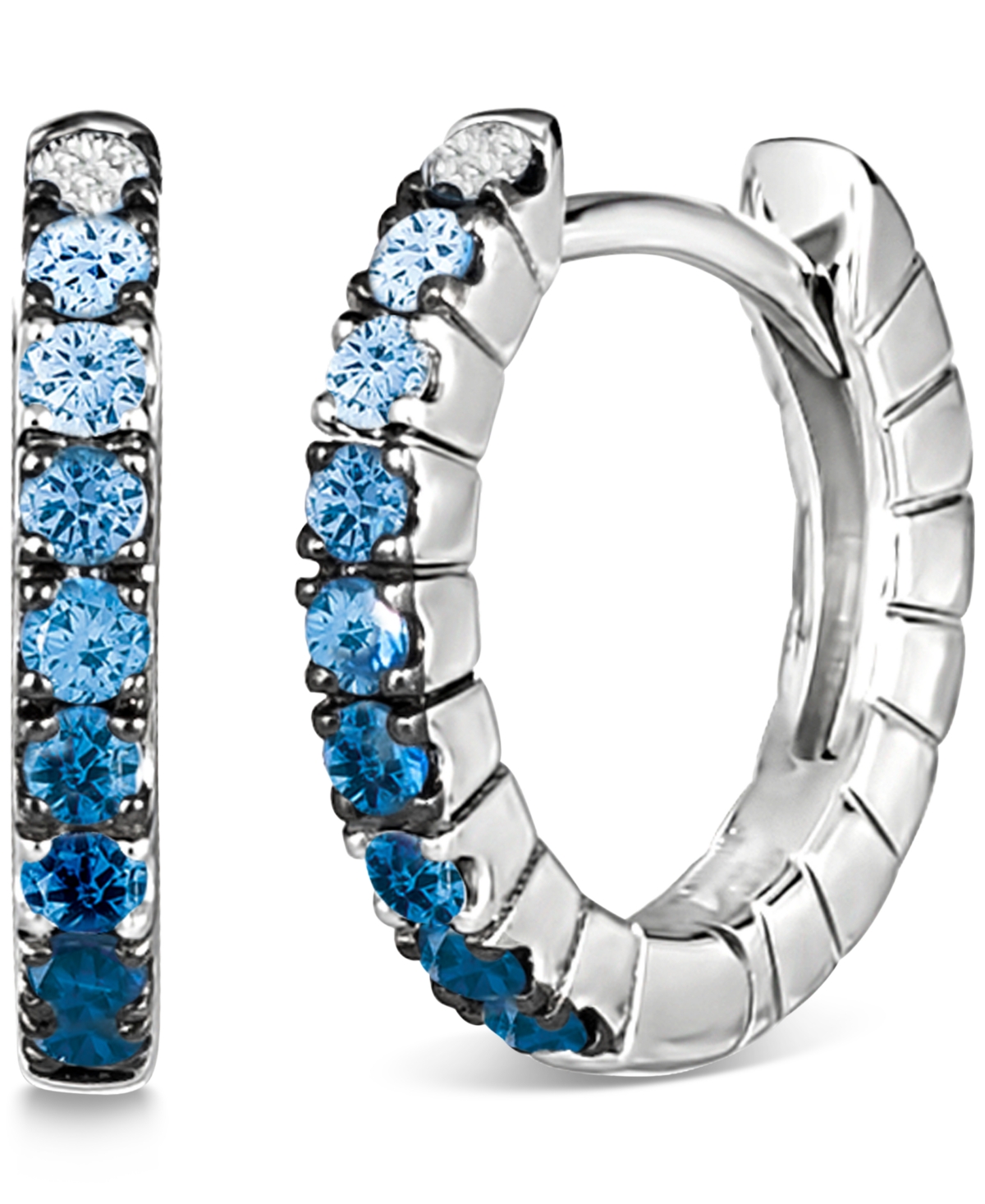 Le Vian Denim Ombre Sapphire (1/4 Ct. T.w.) & White Sapphire (1/20 Ct. T.w.) Small Hoop Earrings In 14k Whit