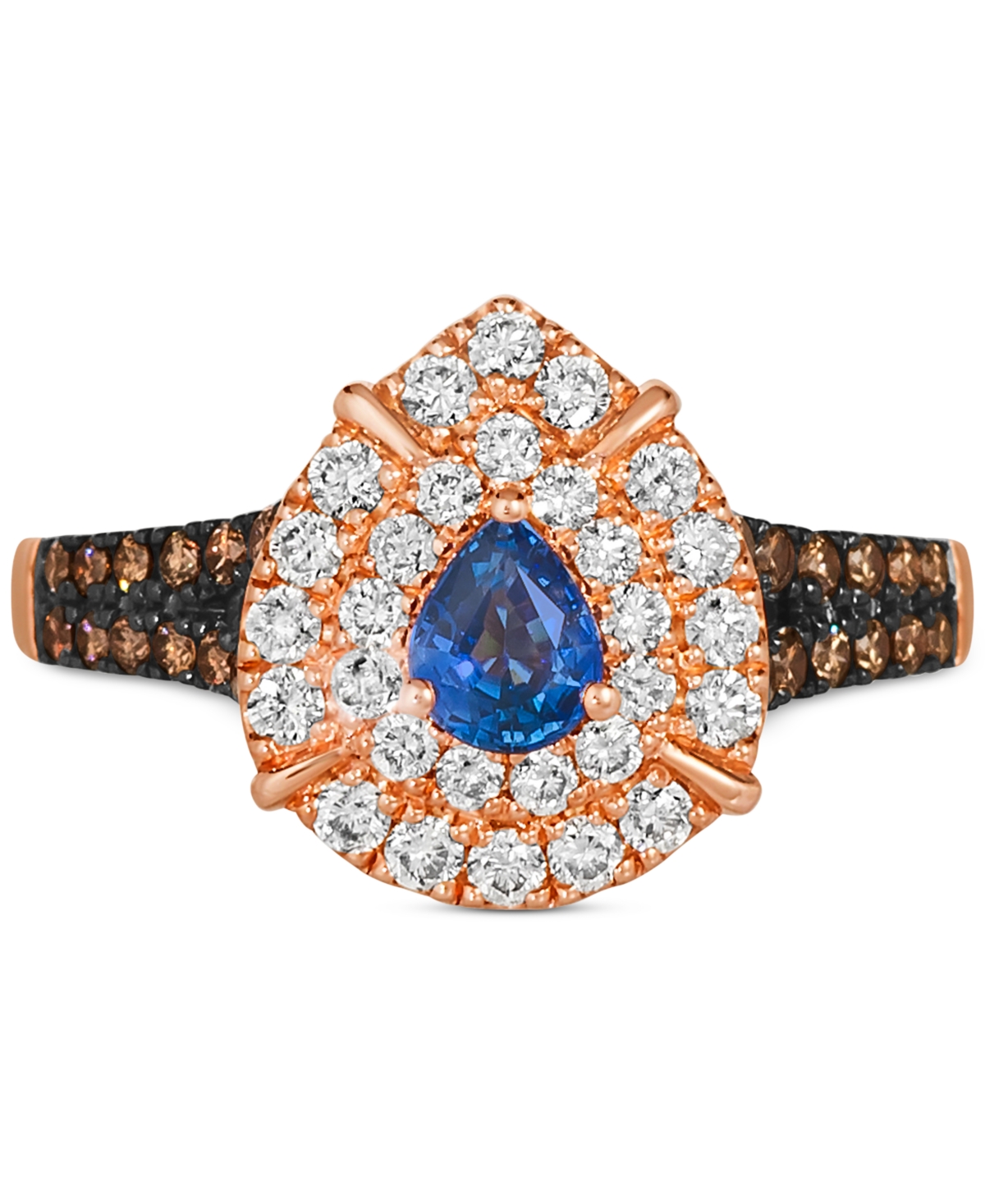 Le Vian Blueberry(1/3 ct. t.w.) & Diamond (3/4 ct. t.w.) Teardrop Halo Ring in 14k Rose Gold - Sapphire