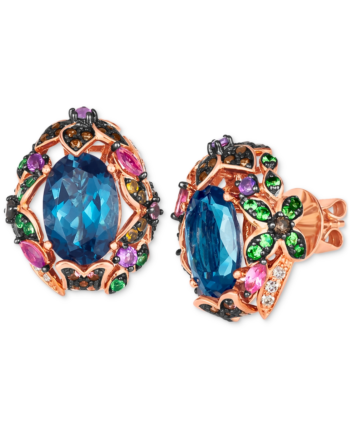 Le Vian Multi-gemstone (8-5/8 Ct. T.w.) & Nude Diamond (1/6 Ct. T.w.) Floral Statement Stud Earrings In 14k In Topaz