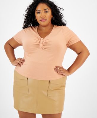 And Now This - Plus Size Ruched-Front T-Shirt