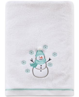 Martha Stewart Collection Snowman Embroidered Holiday Bath Towel, 30" x ...
