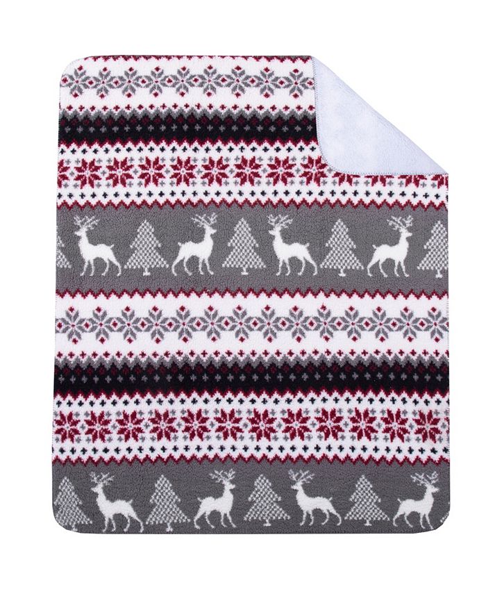 Birch Trail Reversible Printed Sherpa Throw, 50" x 60" Macy's