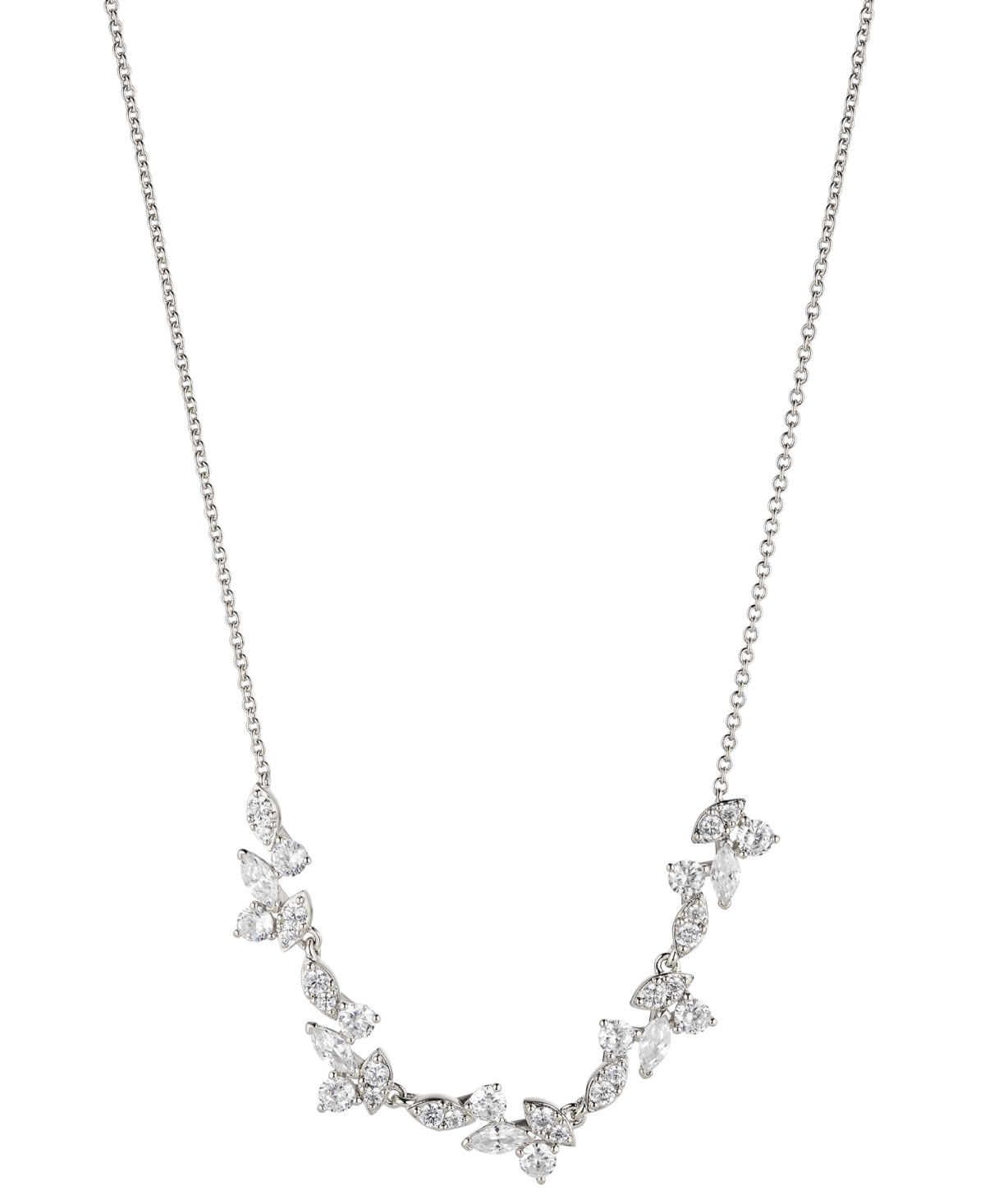 Silver-Tone Crystal Frontal Necklace, 16" + 2" extender, Created for Macy's - Silver