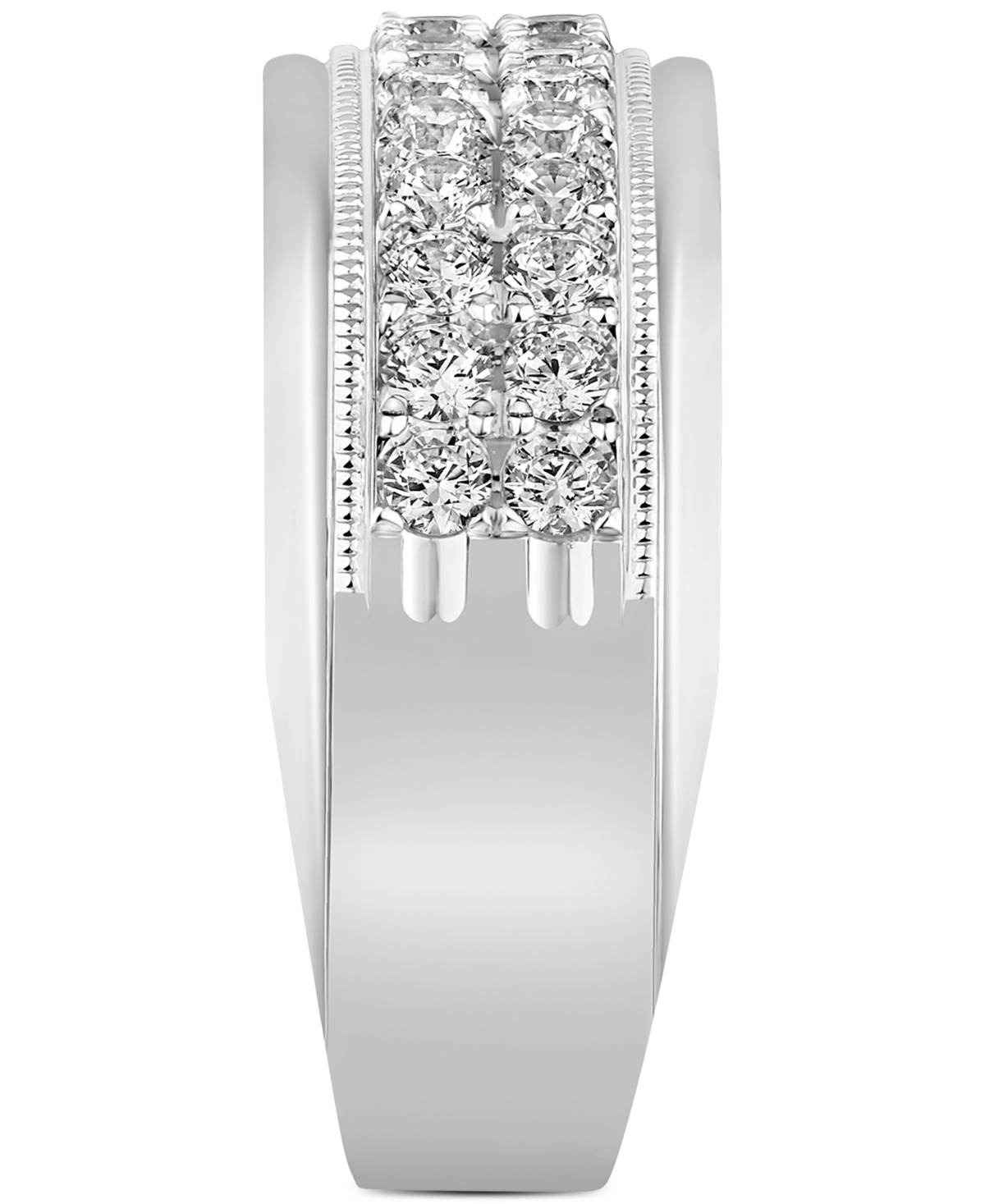 Men's Diamond Double Row Ring (1 ct. t.w.) in 10k- White Gold