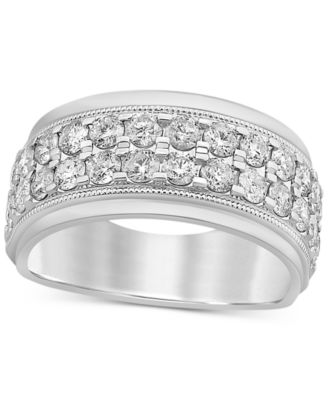 Macy's Men's Diamond Double Row Rings in 10k White Gold - Macy's