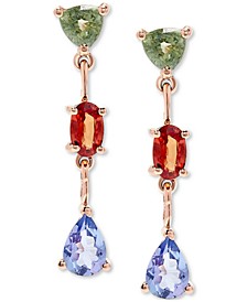 Multi-Sapphire (3/4 ct. t.w.) & Tanzanite (1/2 ct. t.w.) Drop Earrings in 14k Rose Gold