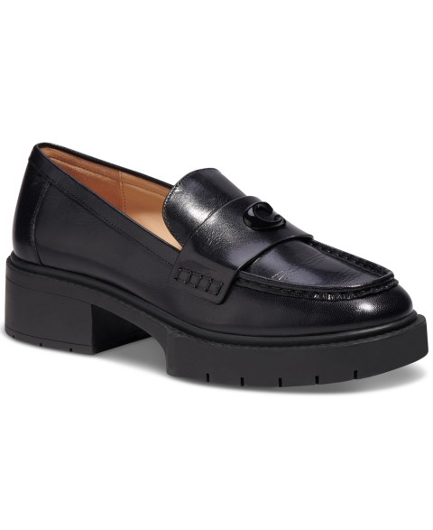 Женские COACH Women's Leah Platform Leather Lug Sole Loafers