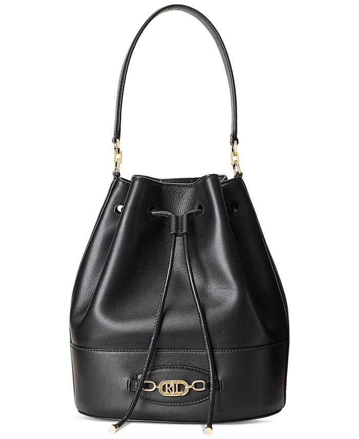 Lauren Ralph Lauren Leather Large Andie Drawstring Bag Black One Size