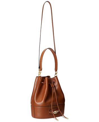 Andie large bucket bag in leather, brown, Lauren Ralph Lauren