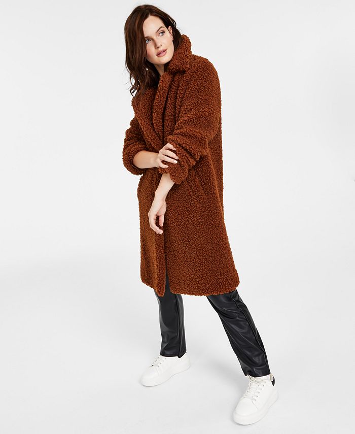 BCBGeneration Women's Notch-Collar Teddy Coat, Created for Macy's ...