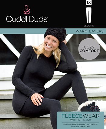 Cuddl Duds Flexwear Set of 2 Leggings-Navy/Texture-Large-A391311-NEW