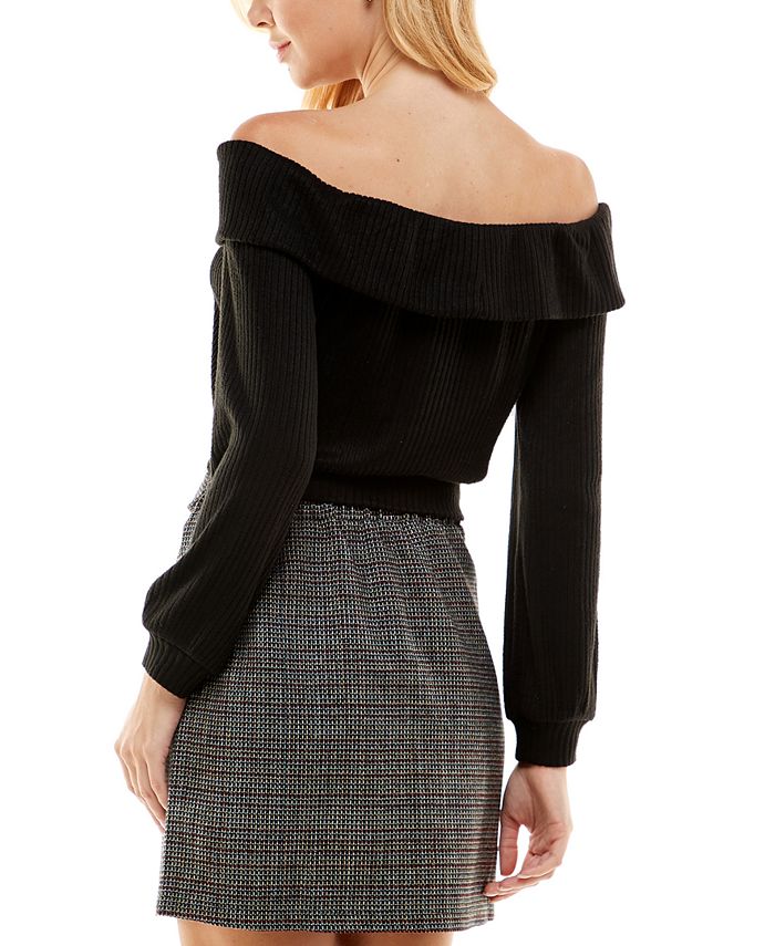 Kingston Grey Juniors' OffTheShoulder Ribbed Knit Sweater & Skirt Set Macy's
