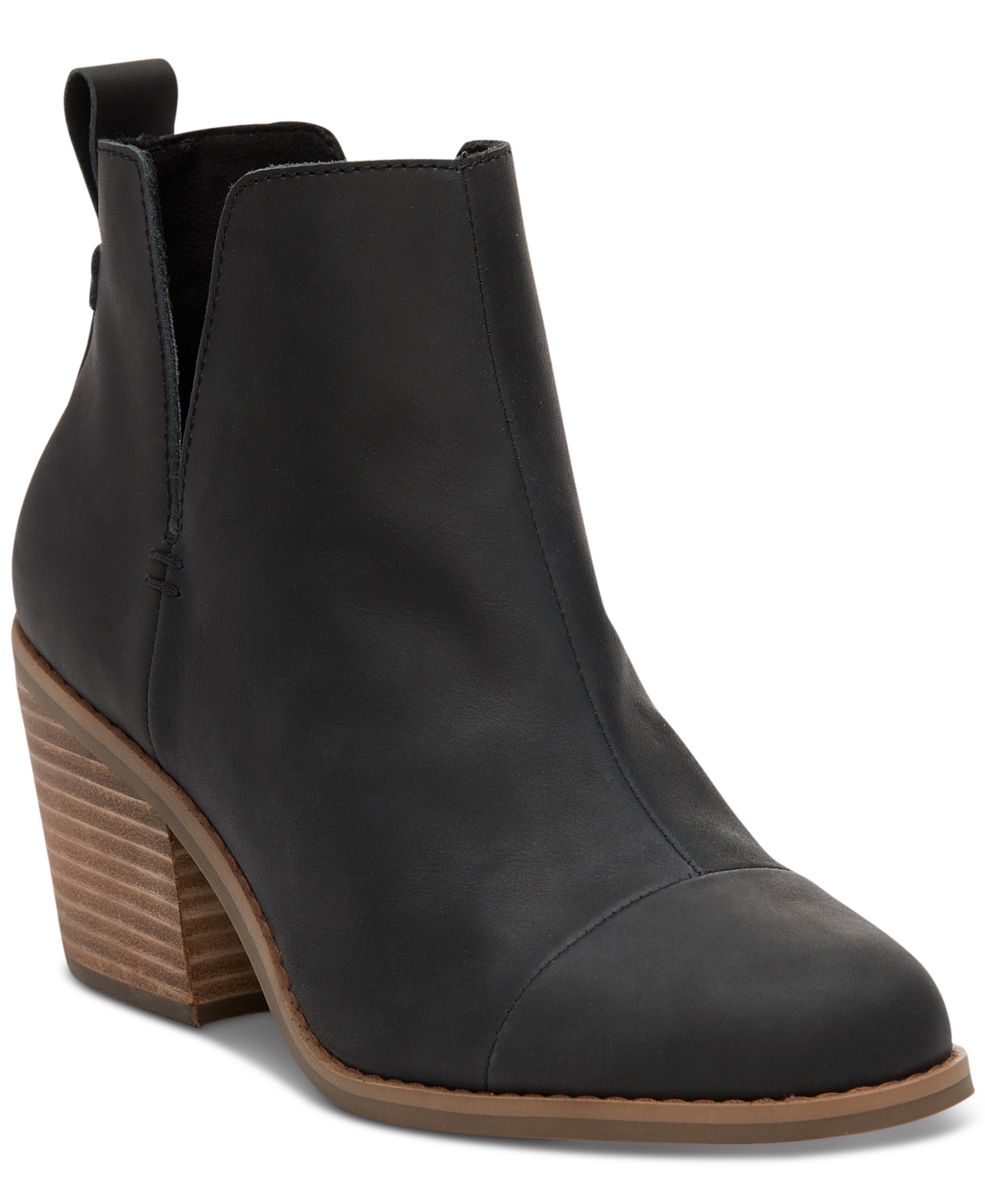 Shop Toms Women's Everly Cutout Block Heel Booties In Black Leather