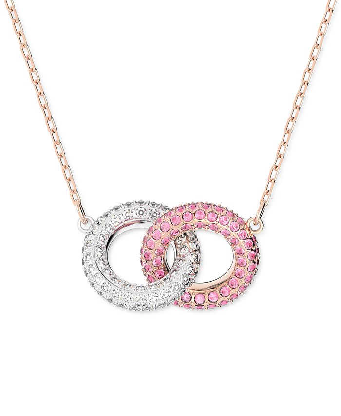 Swarovski Pavé Linked Circle Pendant Necklace, 14-7/8