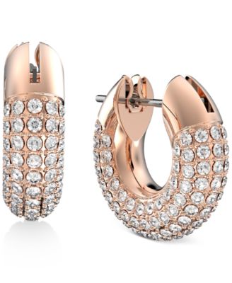 Gold-Tone Pav&eacute; Crystal Dextera Hoop Earrings, 0.62"