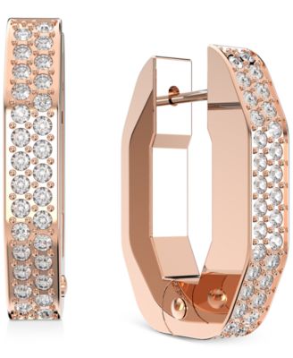 Swarovski - Rose Gold-Tone Small Pav&eacute; Octagon Hoop Earrings