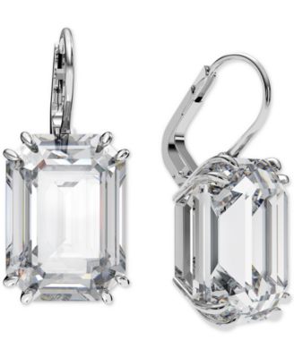 Octagon Crystal Drop Earrings