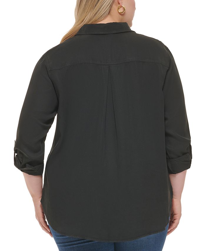 Calvin Klein Jeans Trendy Plus Size Utility Shirt & Reviews Tops