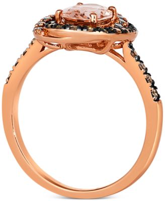 Peach Morganite (7/8 ct. t.w.) & Diamond (3/8 ct. t.w.) Halo Ring in 14k Rose Gold