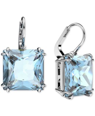 Silver-Tone Millenia Square Cut Drop Earrings