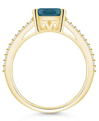 London Blue Topaz and Diamond Accent Ring in 14K Yellow Gold