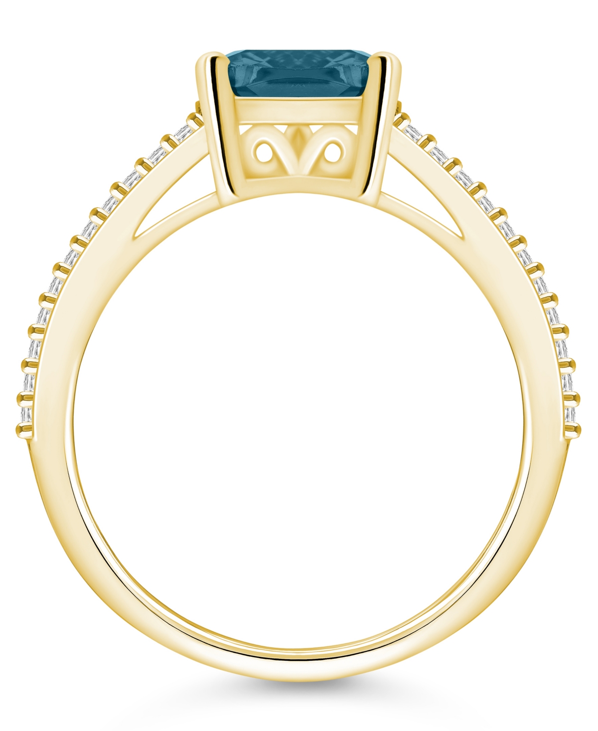 Macy'sand Diamond Accent Ring in 14K Yellow Gold - London Blue Topaz