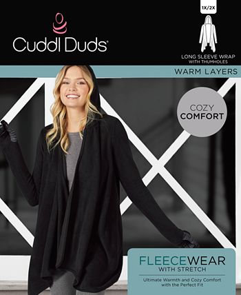 Cuddl Duds Women's Fleece with Stretch Long-Sleeve Hooded Wrap - Macy's