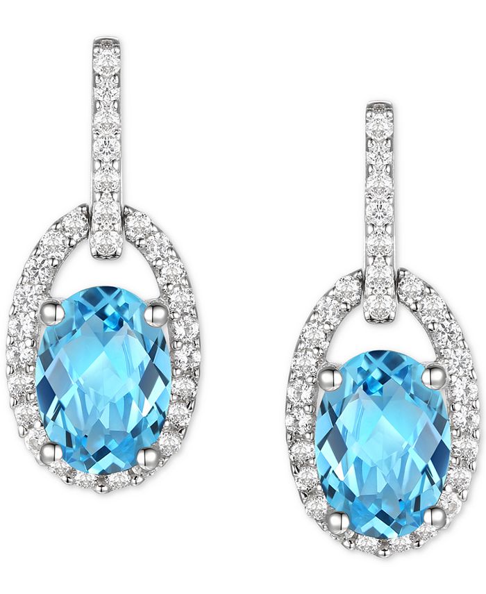 Macy s Blue Topaz 1 7 8 ct. t.w. Diamond 1 5 ct. t.w. Halo