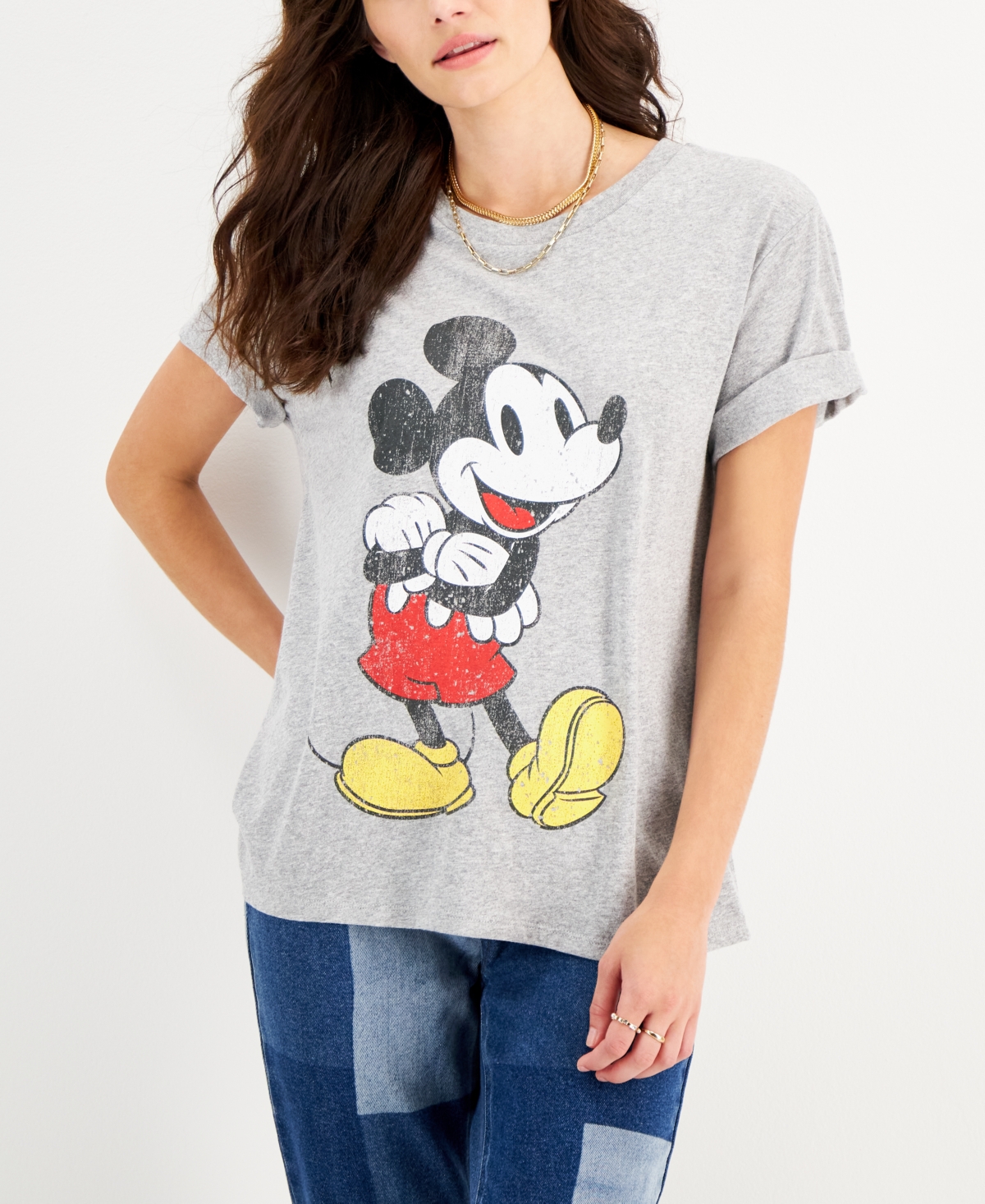 Juniors' Classic Mickey Graphic T-Shirt - Heather Grey