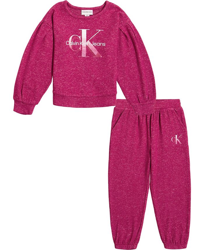 Calvin Klein Baby Girls Marled Hachi Monogram Sweatsuit, 2 Piece Set &  Reviews - Sets & Outfits - Kids - Macy's