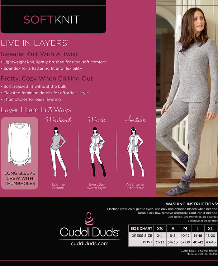 Cuddl Duds Plus Size Soft Knit Long Sleeve Top Macy's