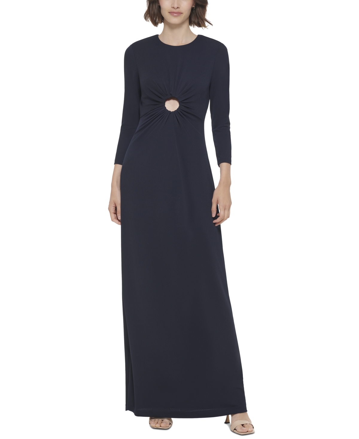 Calvin Klein Women's Ring-Cutout Back-Slit Dress