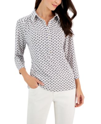 Charter Club - Women's Simply Floral Printed Polo Top