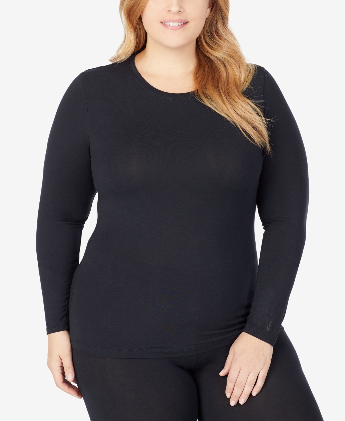 Plus Size Softwear with Stretch Long Sleeve Top - Black