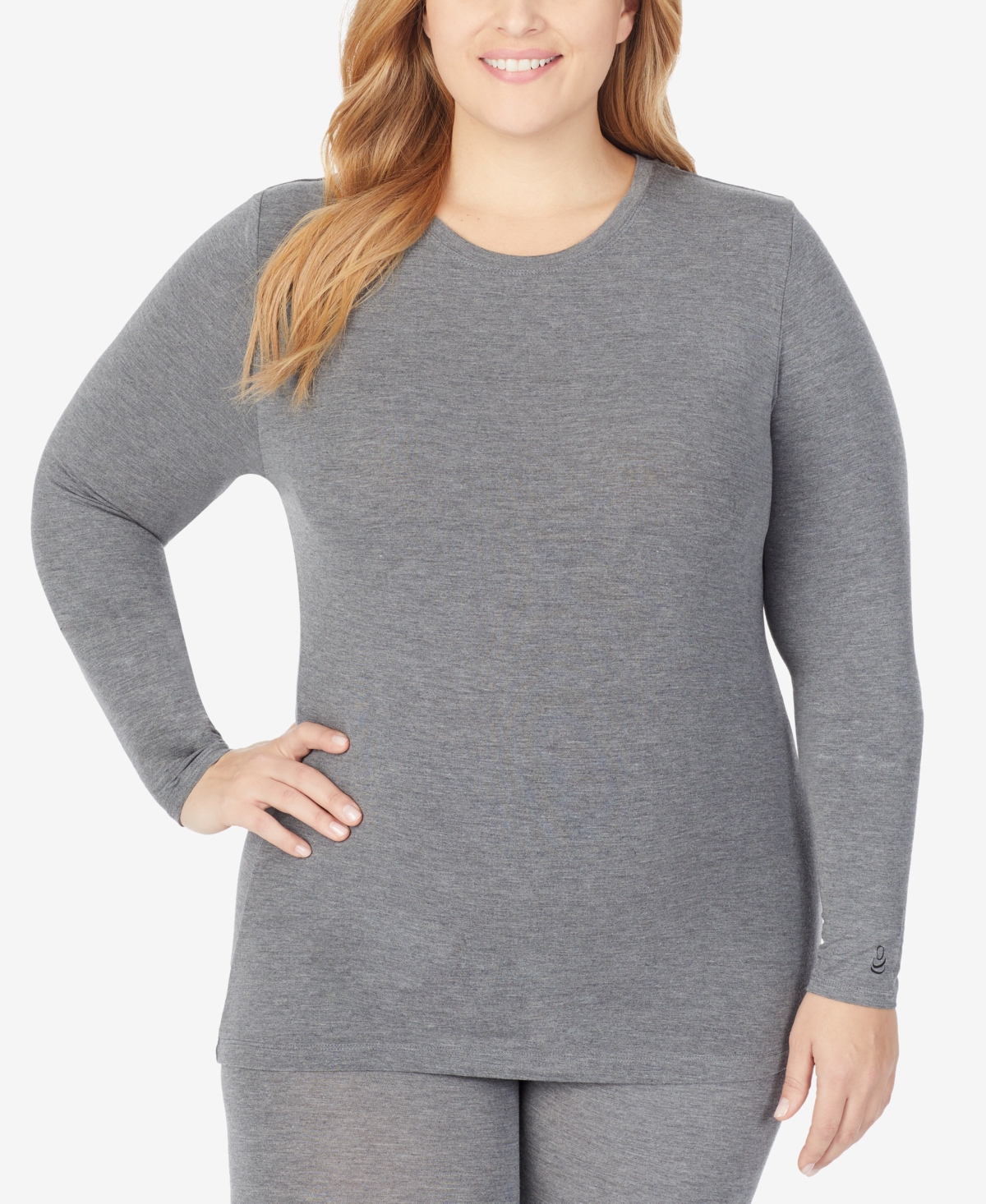 Plus Size Softwear with Stretch Long Sleeve Top - Black