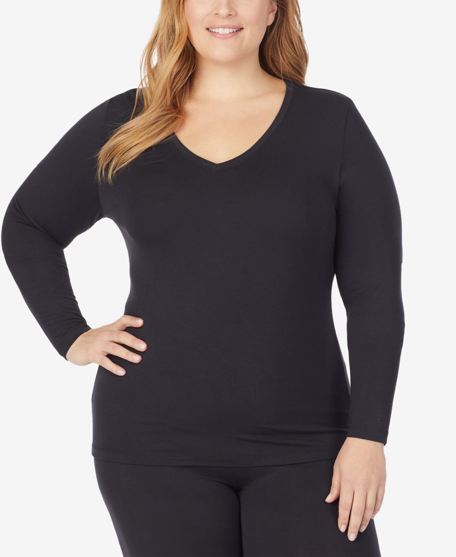 Plus Size Softwear with Stretch V-Neck Top